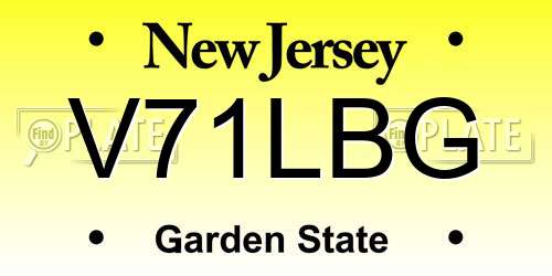 V71LBG New Jersey License Plate
