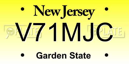 V71MJC New Jersey License Plate