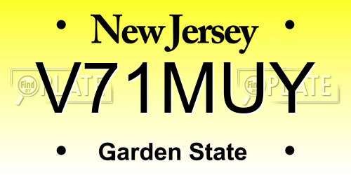 V71MUY New Jersey License Plate