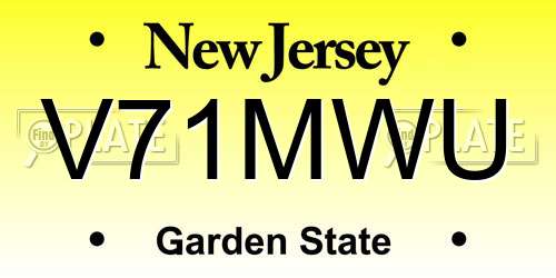 V71MWU New Jersey License Plate
