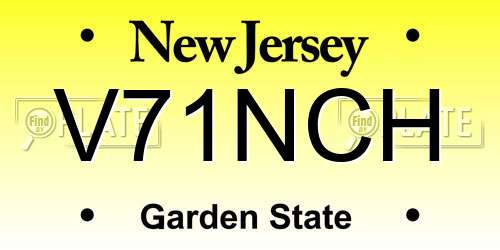 V71NCH New Jersey License Plate