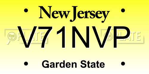 V71NVP New Jersey License Plate