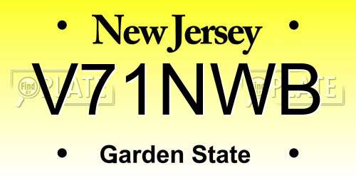 V71NWB New Jersey License Plate