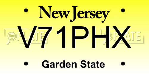 V71PHX New Jersey License Plate