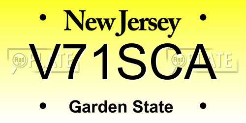 V71SCA New Jersey License Plate