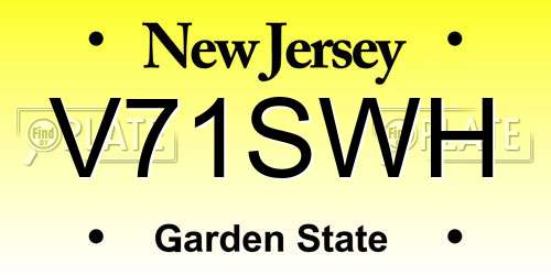 V71SWH New Jersey License Plate