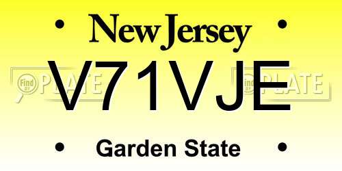 V71VJE New Jersey License Plate