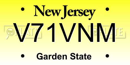 V71VNM New Jersey License Plate