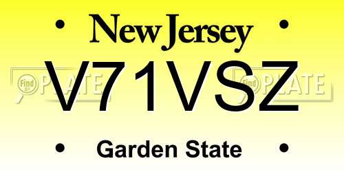 V71VSZ New Jersey License Plate