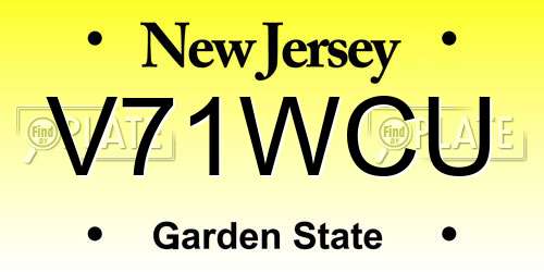 V71WCU New Jersey License Plate