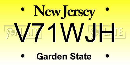 V71WJH New Jersey License Plate