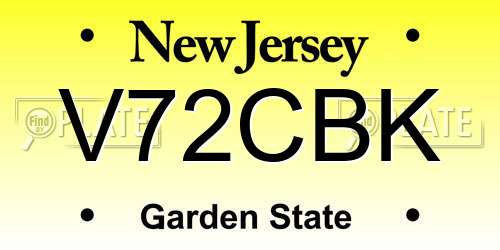 V72CBK New Jersey License Plate