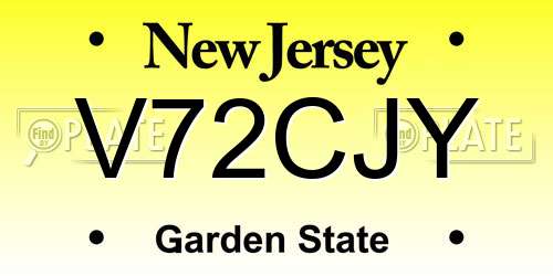 V72CJY New Jersey License Plate
