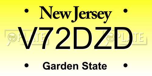 V72DZD New Jersey License Plate