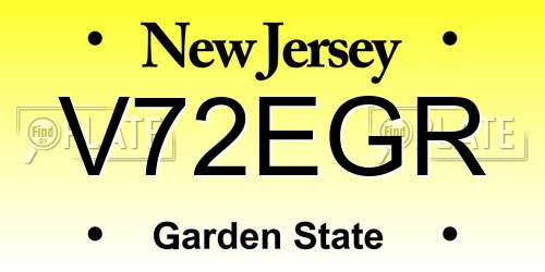 V72EGR New Jersey License Plate