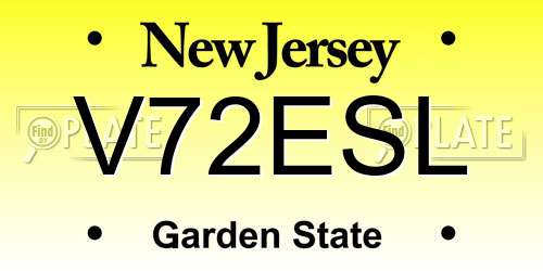 V72ESL New Jersey License Plate