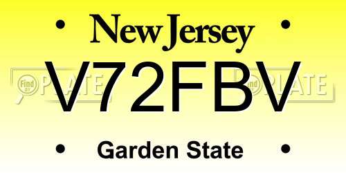 V72FBV New Jersey License Plate