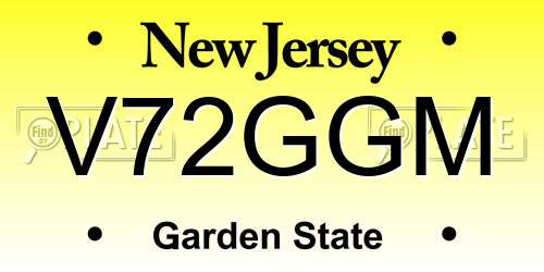 V72GGM New Jersey License Plate