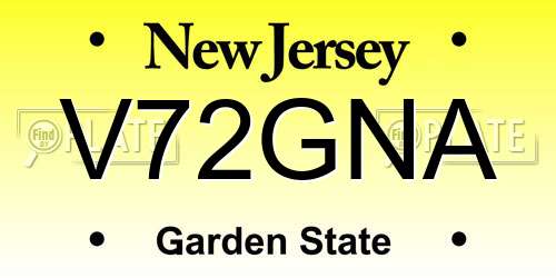 V72GNA New Jersey License Plate