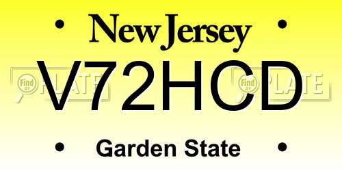 V72HCD New Jersey License Plate