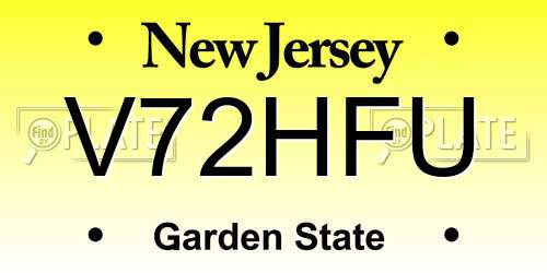 V72HFU New Jersey License Plate