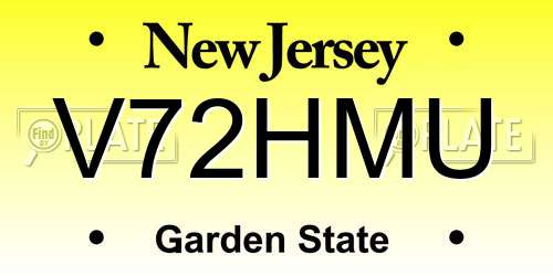 V72HMU New Jersey License Plate