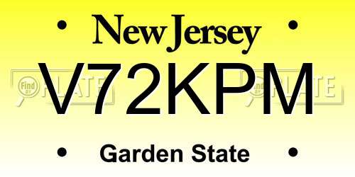 V72KPM New Jersey License Plate