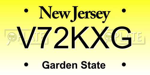 V72KXG New Jersey License Plate