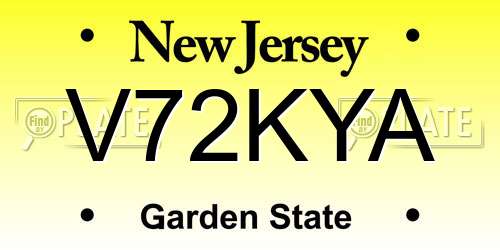 V72KYA New Jersey License Plate