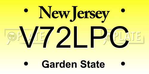 V72LPC New Jersey License Plate