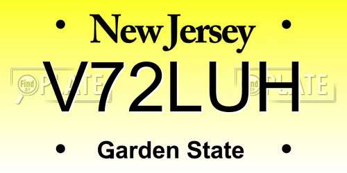 V72LUH New Jersey License Plate