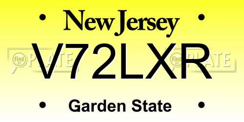 V72LXR New Jersey License Plate