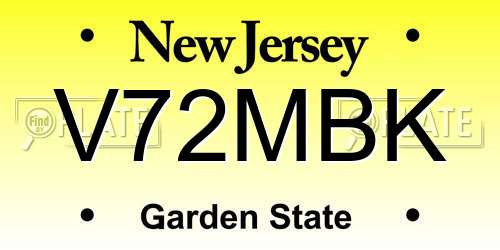 V72MBK New Jersey License Plate