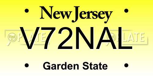 V72NAL New Jersey License Plate