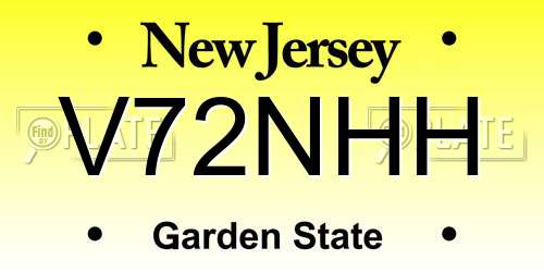 V72NHH New Jersey License Plate