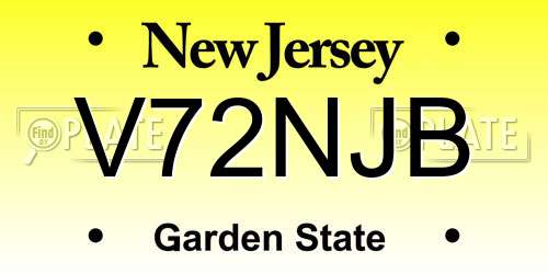 V72NJB New Jersey License Plate
