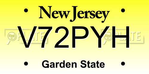 V72PYH New Jersey License Plate