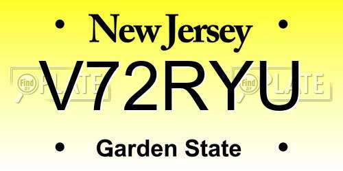 V72RYU New Jersey License Plate