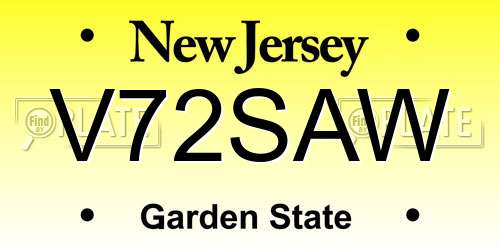 V72SAW New Jersey License Plate