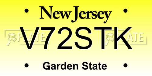 V72STK New Jersey License Plate