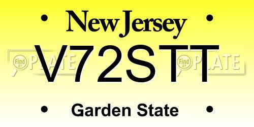 V72STT New Jersey License Plate