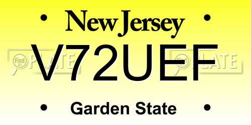 V72UEF New Jersey License Plate