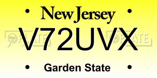 V72UVX New Jersey License Plate