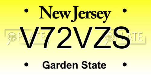 V72VZS New Jersey License Plate