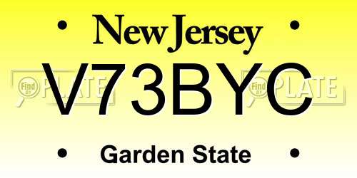 V73BYC New Jersey License Plate