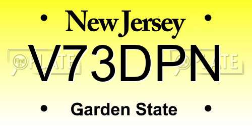 V73DPN New Jersey License Plate