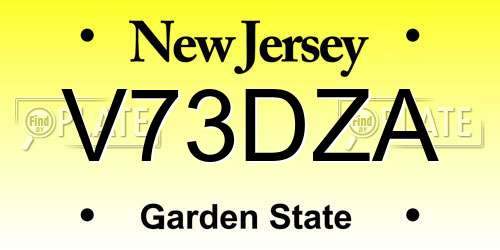 V73DZA New Jersey License Plate