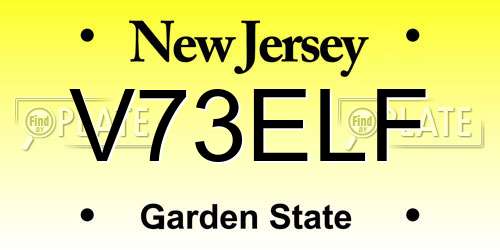 V73ELF New Jersey License Plate
