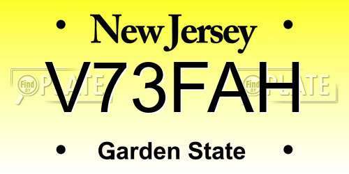 V73FAH New Jersey License Plate
