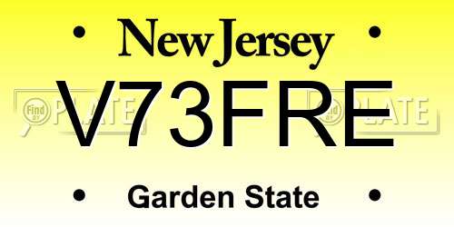 V73FRE New Jersey License Plate